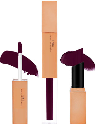 GULGLOW99 2 in1 Liquid Non-Transfer Long-Lasting WaterProof Matte dark berry Lipstick(dark berry, 4 ml)