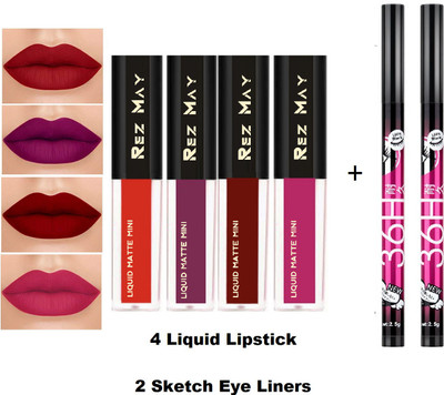 rezmay Beauty Non Transfer Liquid Matte Lipstick Set of 4(The Swiss Red Edition, 11 ml)