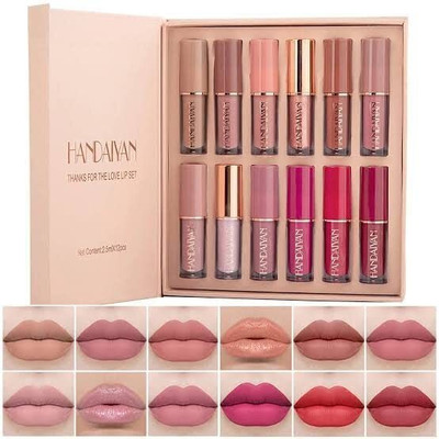 NYLI Professional lipstick HANDAIYAN Waterproof long lasting & Liquid Matte Lipstick 12pcs Set(Clear, 30 ml)