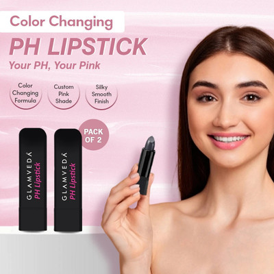 GLAMVEDA PH Lipstick-Color Changing, Long Lasting & Moisturizing (Pack of 2)(Black, 8 g)