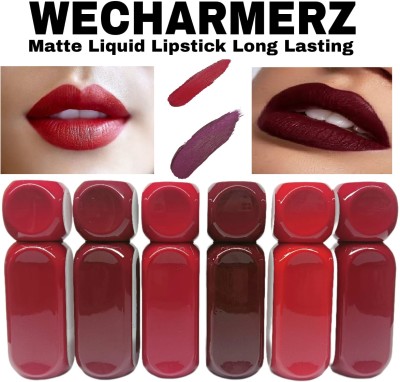 WECHARMERZ Long Lasting Waterproof Smudge Proof Lightweight Matte Lipstick Pack Of 6(Multicolor, 18 ml)