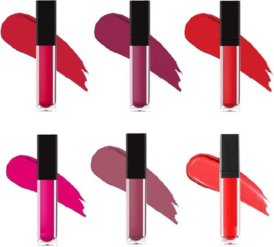 Yuvami's Pack of 6 Waterproof & Long Lasting Liquid Lipsticks Matte Finish(Random color, 36 ml)