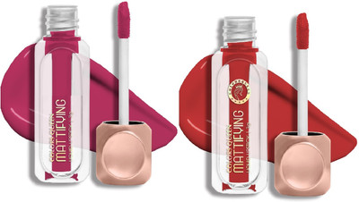 WECHARMERZ 2Colour Long Lasting Waterproof & Smudgeproof Matte Liquid Lipgloss(3 ml, Multicolor)