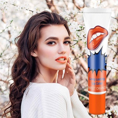 tanvi27 Waterproof Lip Stain Peel Off Lipstick(Orange, 15 g)