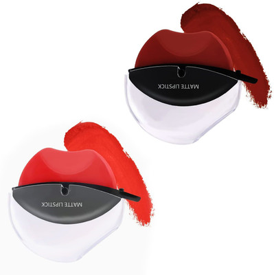 mapperz Fast Apply Red&Maroon Lazy Lipstick, Long Lasting Waterproof(Red, Maroon, 40 g)