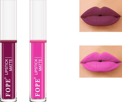 FOPE Stay Matte Liquide Long Lasting Cruelty Free Lipsticks SET-02(Purple Wine ,Magenta, 5 ml)
