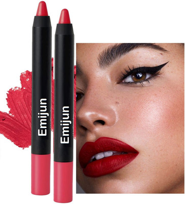Emijun Long Lasting Crayon Lipstick Combo up to 12 Hours Stay | Matte Finish(Baby Pink, 7 g)