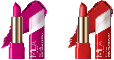 MILA BEAUTÉ Matte Longwear Lipstick Combo For Woman|Up To 8 Hrs Stay|Enriched With Vitamin E(Pin Up Plum, Gimme A Hint, 8.4 g)