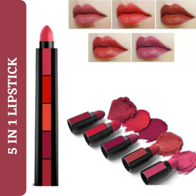 GULGLOW99 5in1 Smudge proof, Waterproof, Longlasting, matte Lipstick (multicolor)(MULTICOLORS, 10 g)