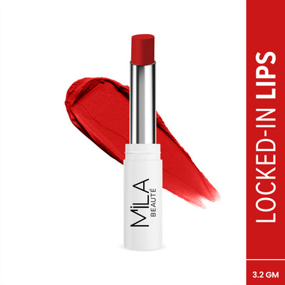 mila beaute Locked In Lips Lipstick Transfer Proof with Velvety Texture Lightweight(Fresh Tomato, 3.2 g)