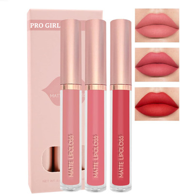 Pro Girl 3Pcs Matte Liquid Lipstick Set, High Pigmented Lip Stain Tint, Long Lasting 24H(Multicolor, 20 ml)