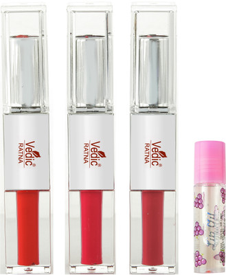 Vedic Ratna 2 in 1 Liquid with Crayon Lipstick Pack of 3 With High Shine Lip Gloss(Multi7, 10 g)