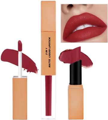 GABBU Lipstick Matte Finish 2-in-1 Duo Liquid Lipstick(Matte Red, 7 ml)