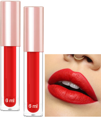 Emijun Combo Matte Liquid Lip Lipstick Lightweight & Transferproof(RED, 12 ml)