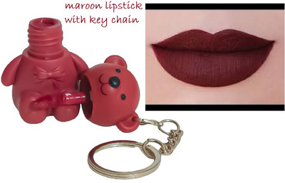 Luipui maroon color matte 2 in 1 lipstick with key chain pack of 1(MAROON, 5 ml)