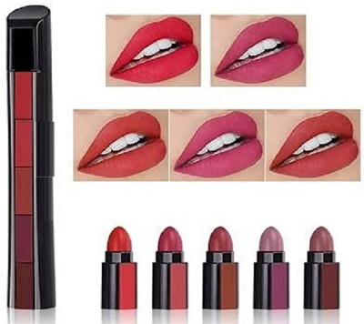 Jiwoo 5-in-1 Lipstick | Long Lasting | Matte Finish| | Compact & Easy to Use(multicolour, 50 ml)
