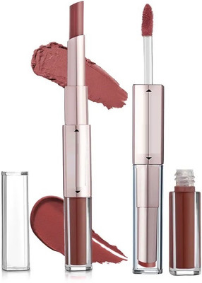 Luster Shine 2 IN 1 LONG LASTING WATERPROOF MATTE FINISH LIPSTICK(Caramel Brown, 7 ml)