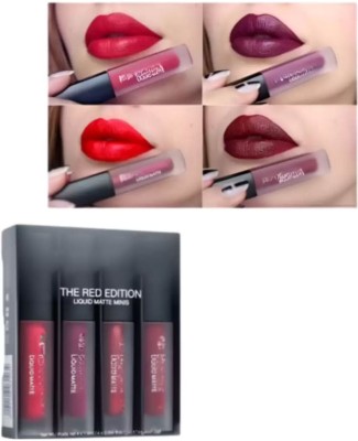 Rastic Assure Waterproof Longlast Clourful 4in1 SensationaL Liquid Matte Lipsticks Combo Of 4(Red, 8 ml)