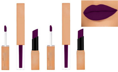 Luipui PURPLE COLOUR LIPSTICK WATERPROOF MATTE LIPSTICK PACK OF 2(Purple, 14 ml)