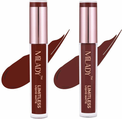 Milady Limitless Matte Liquid Lipstick I Deep moisturising and lightweight pack of 2(Vintage Wine and Magic Maroon, 6 ml)
