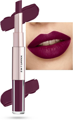 YAWI Double Matt Two In One Liquid Lipstick and Lipstick | Long Lasting Stay(Berry Wine, 7 ml)