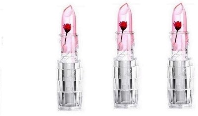 ILLUSKIN Long Lasting ,Beautiful Crystal Jelly Flower Lipstick |PACK 3(flower Magic Color Change Lip Gloss, 50 g)