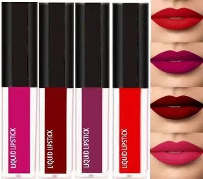 FLENGO Sensational The Red Edition Liquid Lipsticks Combo set 4 pc(The Forever Red Edition, 16 ml)