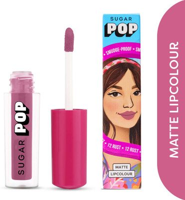 SUGAR POP Matte Lipcolour 12 Rust - Super Matte | Lasts 8+ hours | Non-Drying(Rust, 1.6 ml)