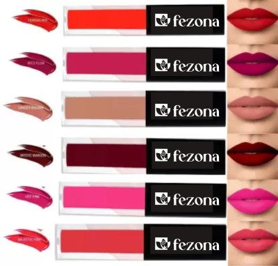 FEZONA Super stay matte ink bold lip color liquid lipstick combo pack of 6 peice(Multi, 24 ml)