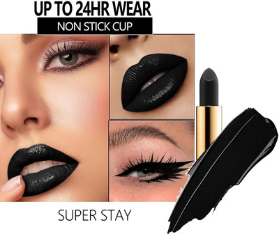 NADJA BEST MATTE FINISH BLACK LIPSTICK SMUDGE-PROOF(BLACK, 3.6 g)