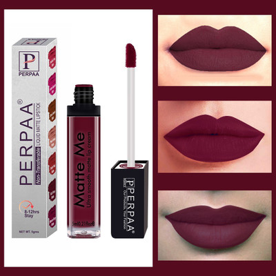 Perpaa One Stroke Matte Liquid Lipstick(Rich Plum, 5 ml)
