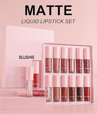 BLUSHIS Premium Liquid Matte Lipstick Combo Set of 12 pc(The Mix Edition, 48 ml)