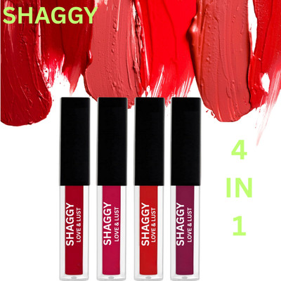 SHAGGY WaterProof Sensational Liquid Matte Red Lipstick Set of 4 ( 30ml)32(red, 30 ml)