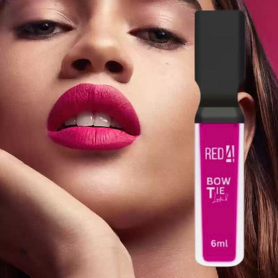 RED4 Longlasting, Bowtie pink lipstick pack of 1(black, 10 ml)