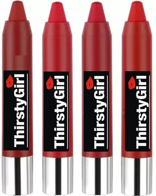 Thristygirl Matte Crayon Lipstick Waterproof and Smooth Texture pencil lipstick(RED SET, 12.8 g)