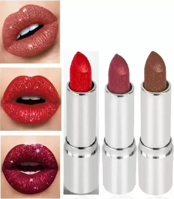 ADJD BEST SHIMMER FINISH GLITTER LONG LASTING LIPSTICK(MAROON, RED, BROWN, 11.4 g)