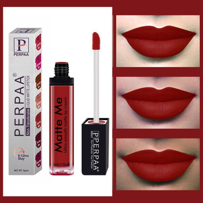 Perpaa One Stroke Matte Liquid Lipstick(Bright Red, 5 ml)