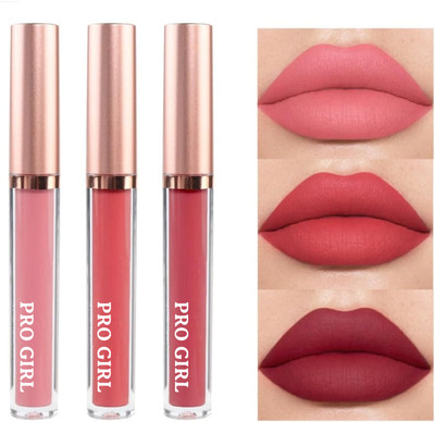 Pro Girl Red Pink Matte Velvet Lipgloss Grapefruit Bright Red 24Hour Waterproof(Multicolor, 17 ml)