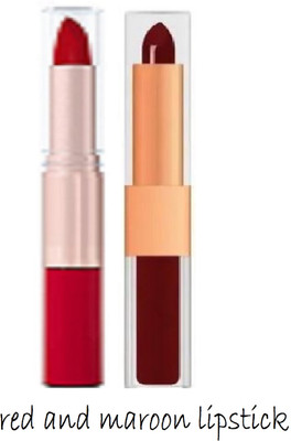 Luipui trending waterproof red and maroon matte lipstick pack of 2(RED, MAROON, 12 g)