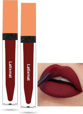 Latixmat Combo Matte Non Transfer Smudgeproof Liquid Dark red Long-Lasting Lipstick(Dark red, 12 ml)