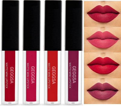 Geggsa Lipstick, Liquid Matte Mini 4-in-1, Red Edition(Multicolor, 16 ml)