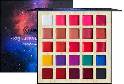 FLENGO 25 Color Lipstick Palette Waterproof Long Lasting, Semi-Matte Finish(Multi-Color, 30 g)