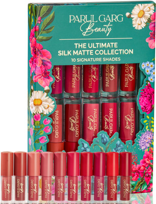 Parul Garg Ultimate 10-in-1 Silk Matte Liquid Lipstick Set | Long-Lasting, Transfer-Proof(Multicolour, 15 ml)