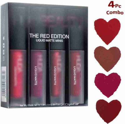 glamblush RED EDITION MATTE MINI LIQUID LIPSTICKS (4 IN 1)(MULTICOLORED, 12 ml)