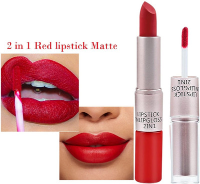 AEPRUY 2 In 1 Lightweight Matte Non Transfer Liquid Lipstick(CHERRY RED, 10 ml)