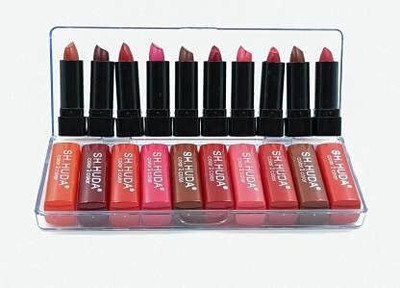House Of Huda New Shade Pocket Matte Waterproof Lipstick Set Of 10 Pc Multicolor(Multicolour, 10 g)