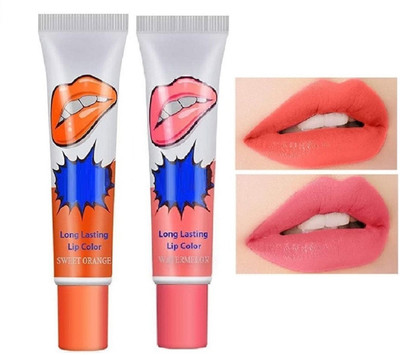 HUZURLU Long Lasting Waterproof Peel off Lip Stain & Lipstick For Women(Sweet Orange, Watermelon, 30 g)