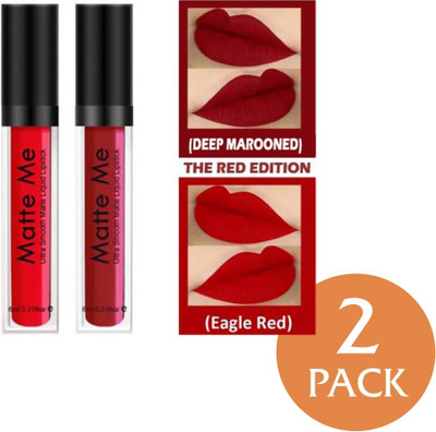 glambelle Waterproof Longlasting Matte Liquid Lipstick Combo Pack Of 2(Red, Maroon, 16 ml)