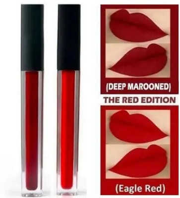 K3NTERPRISES Red and maroon colour liquid lipstick combo pack of 2(RED, 15 ml)