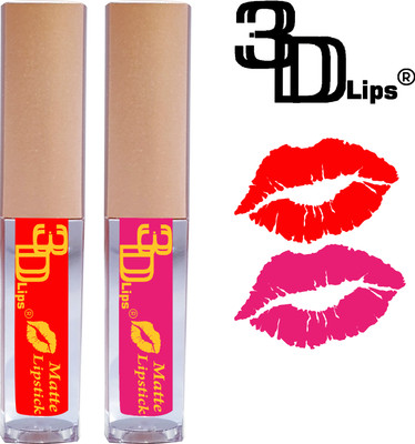 3D-LIPS Combo of Matte Me Non Transferable Liquid Lipstick Pack of 2(Pink, 5 ml)